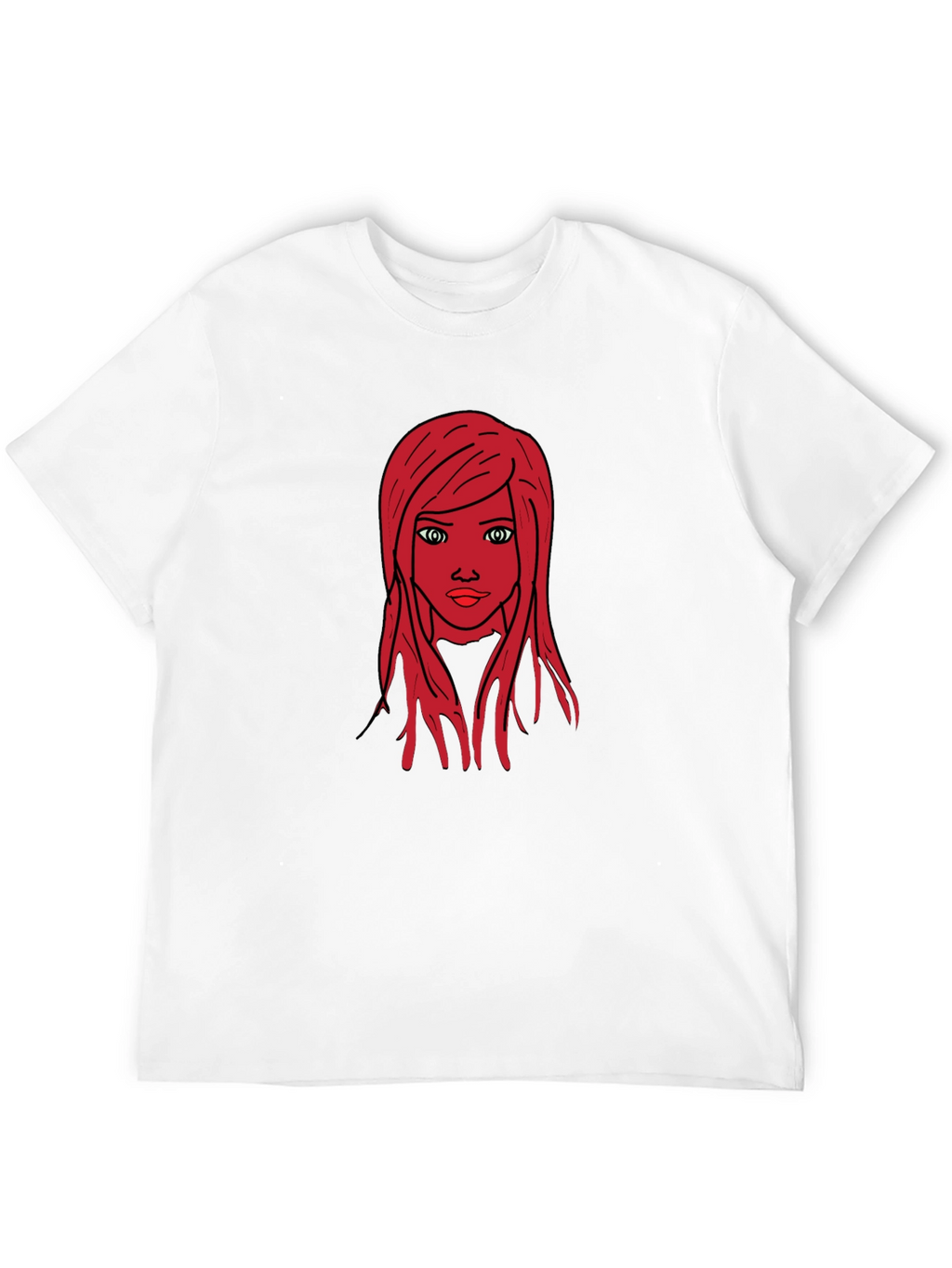 Graphic Tee: Red Haired Girl Black T-Shirt