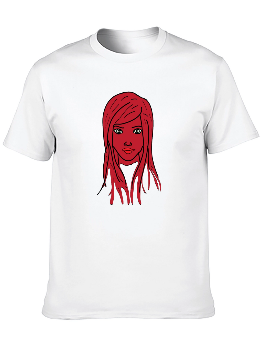 Graphic Tee: Red Haired Girl Black T-Shirt