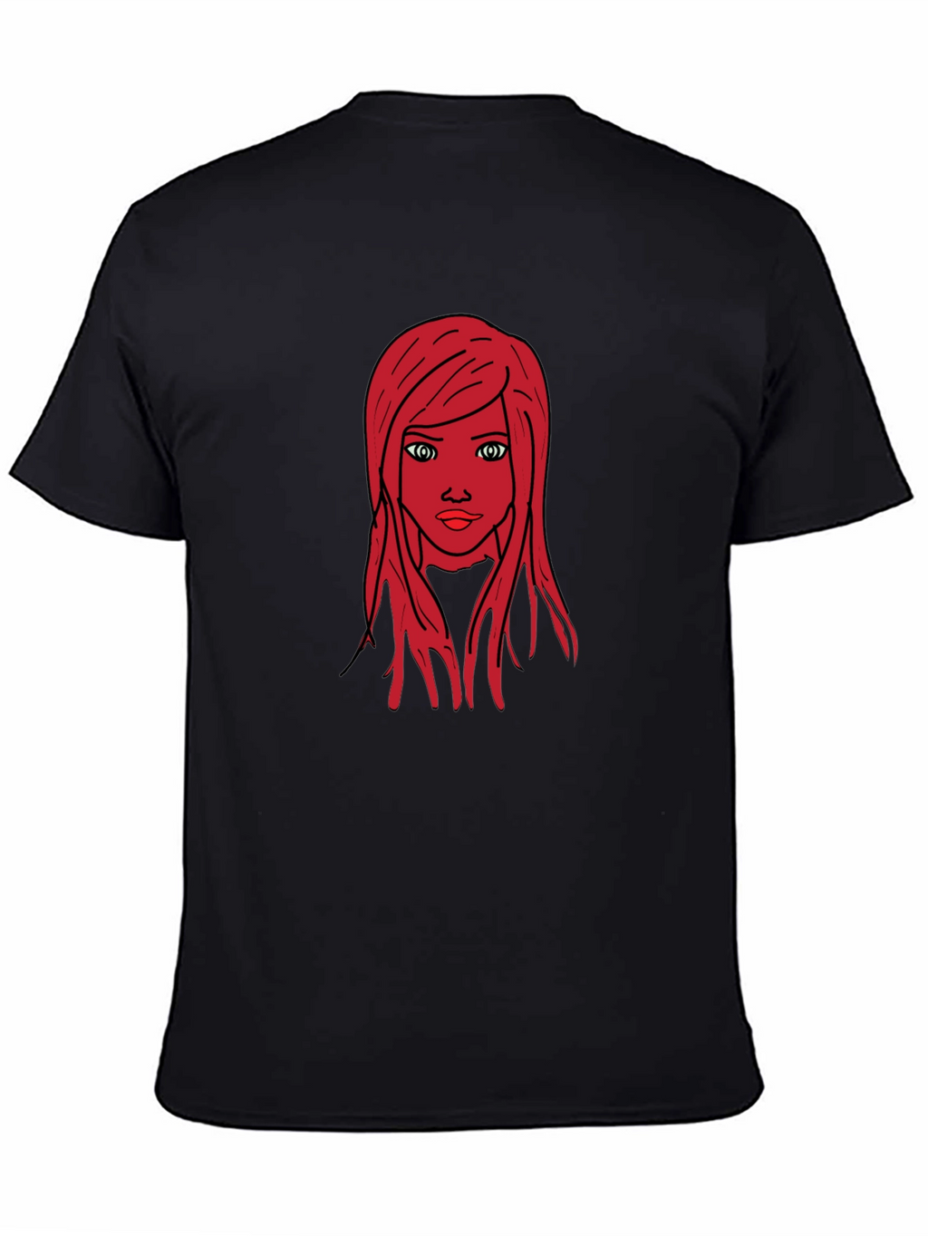 Graphic Tee: Red Haired Girl Black T-Shirt