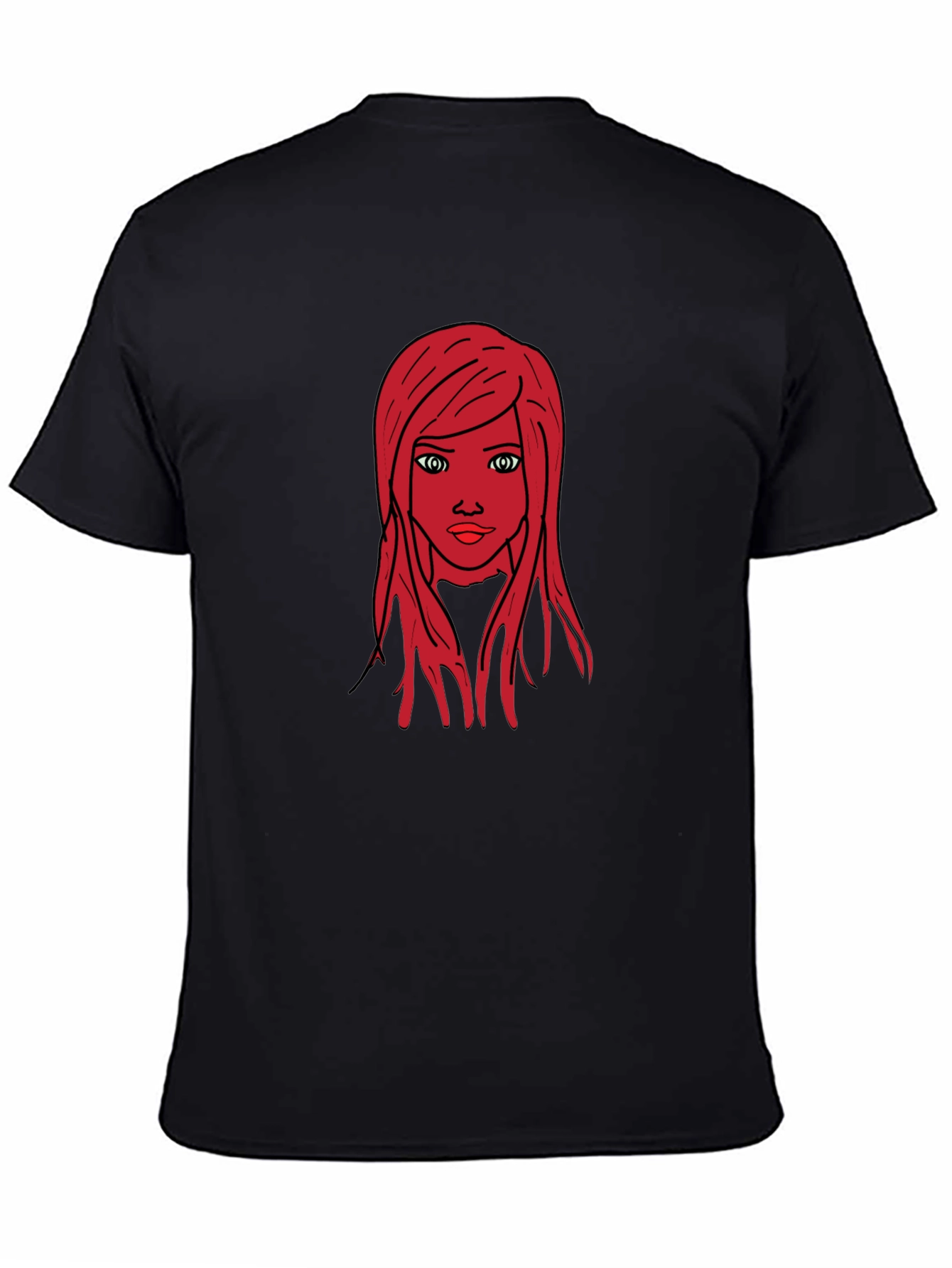 Graphic Tee: Red Haired Girl Black T-Shirt