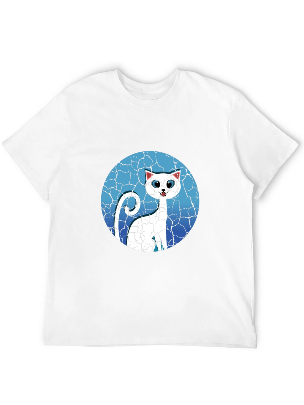 Cat Graphic Tee - Cracked Background