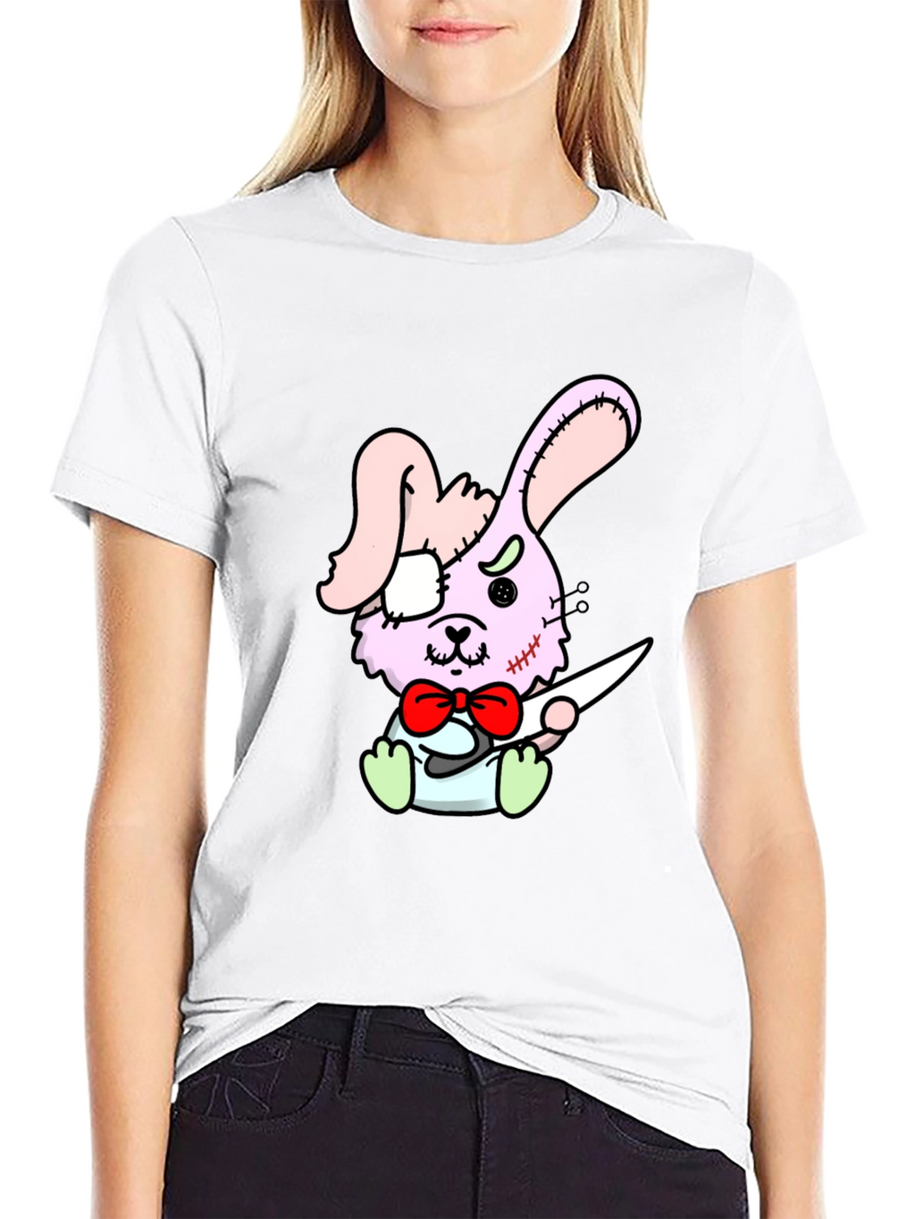 Zombie Bunny Graphic Tee - Black Casual Shirt