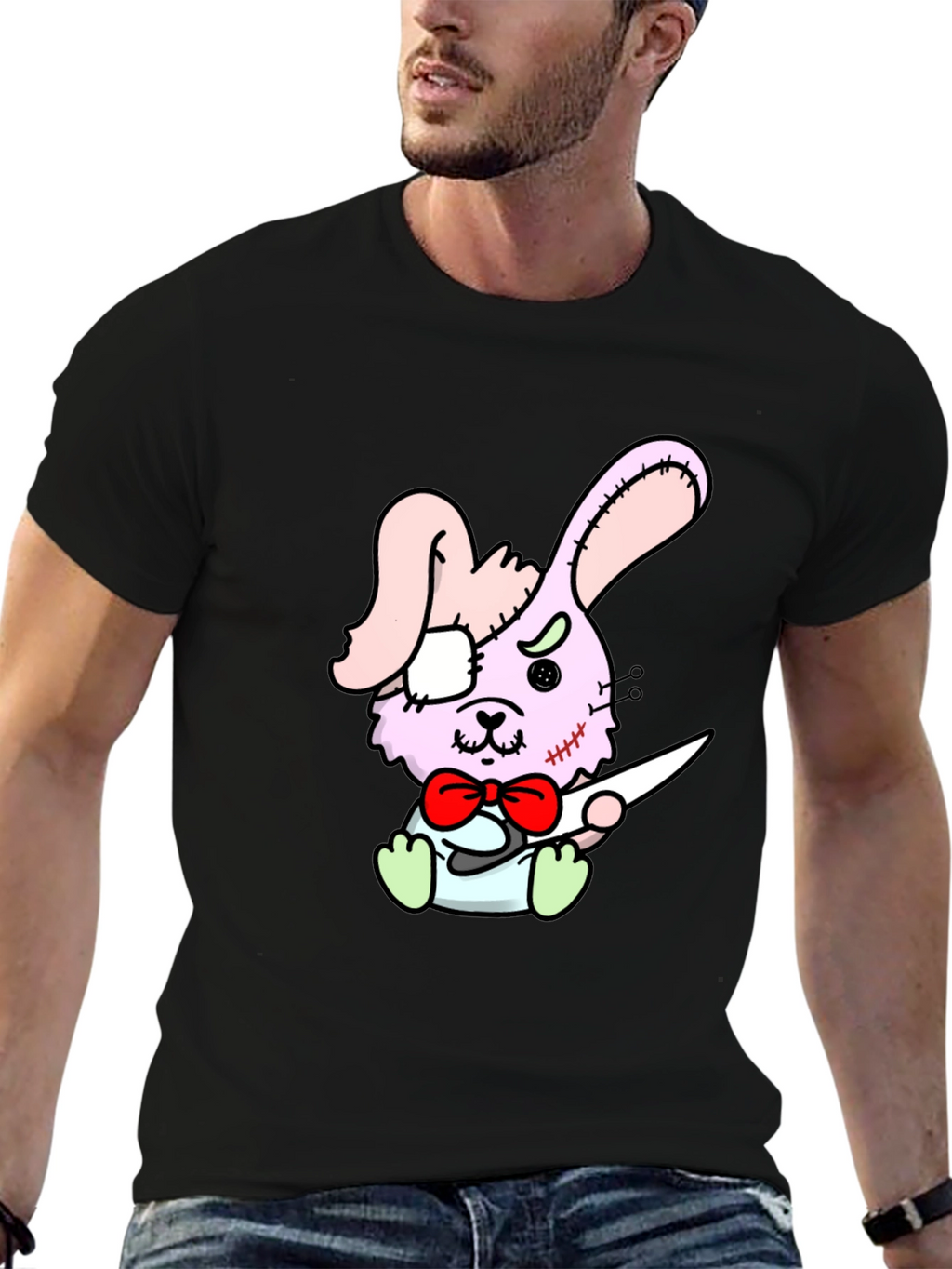 Zombie Bunny Graphic Tee - Black Casual Shirt