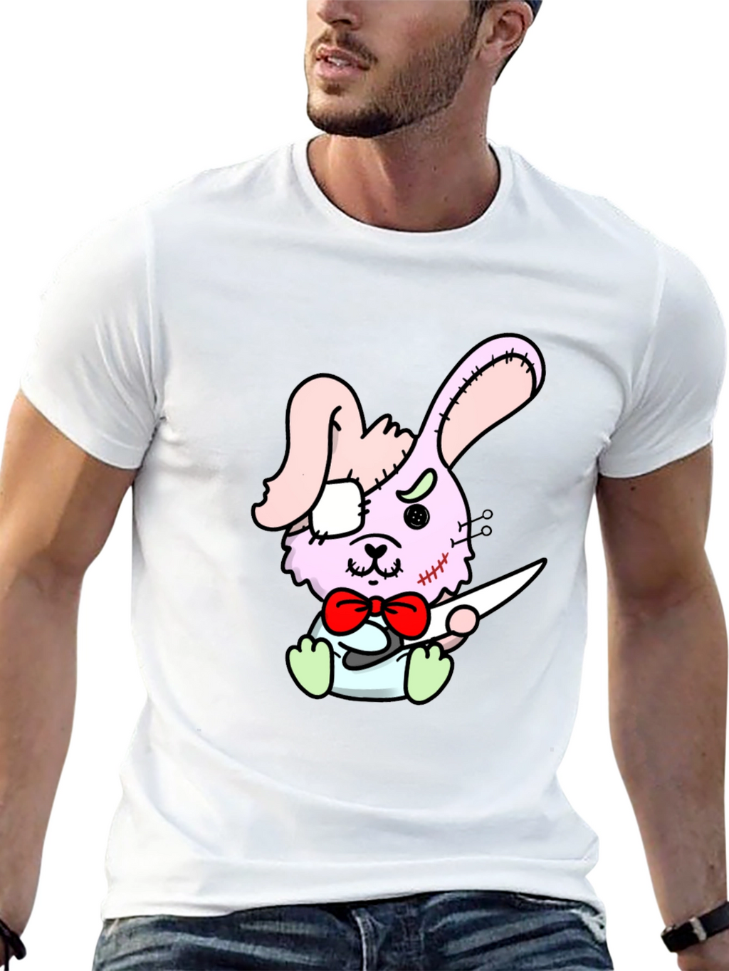 Zombie Bunny Graphic Tee - Black Casual Shirt