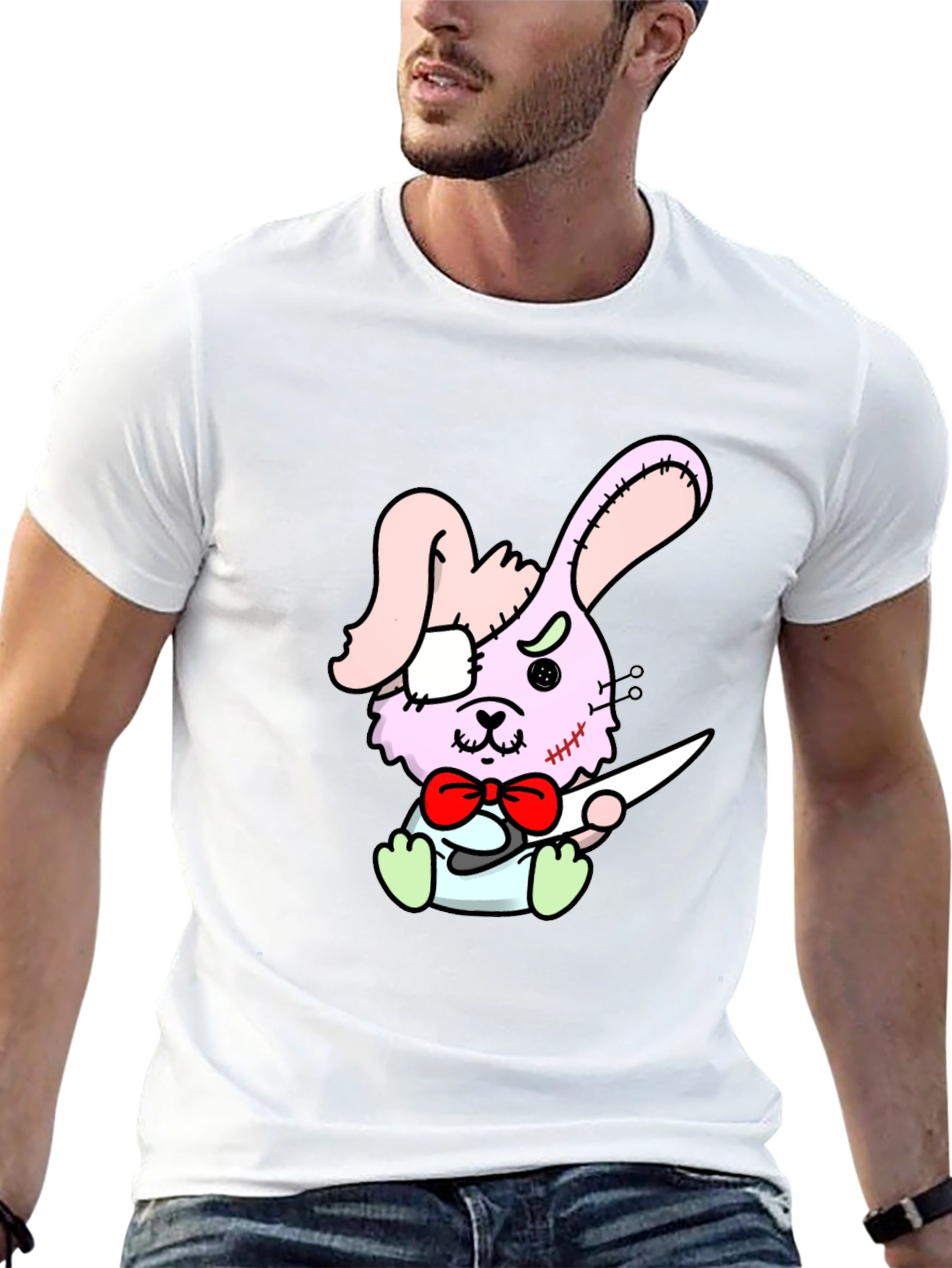 Zombie Bunny Graphic Tee - Black Casual Shirt