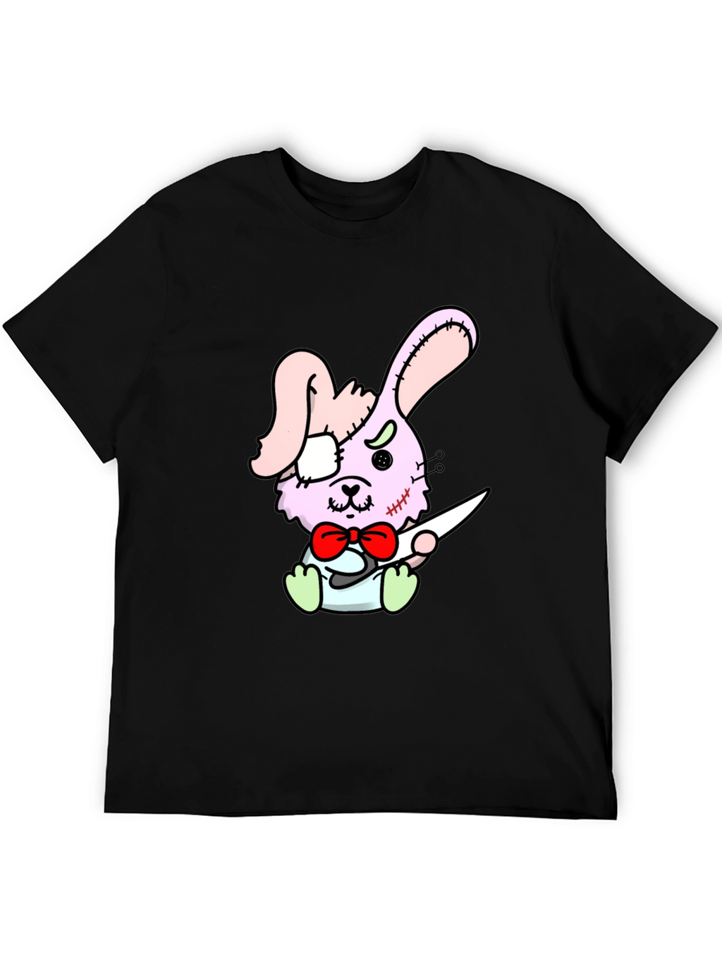 Zombie Bunny Graphic Tee - Black Casual Shirt