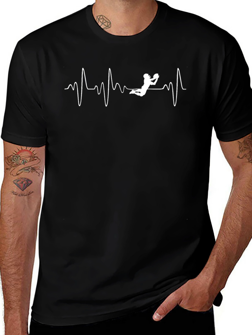 Rugby Heartbeat Graphic T-Shirt - Black