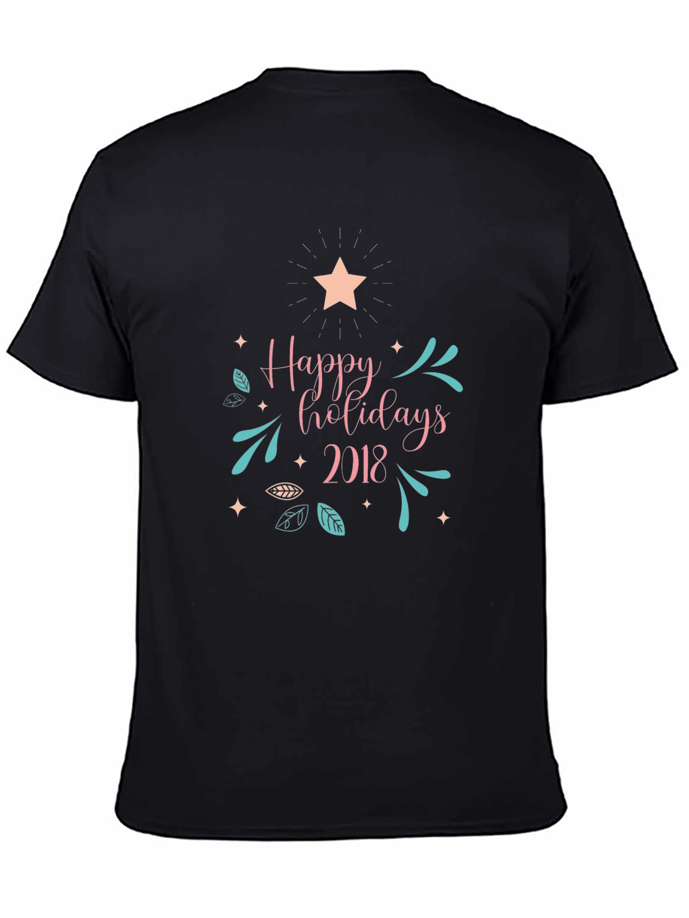 Festive Happy Holidays 2018 Black T-Shirt