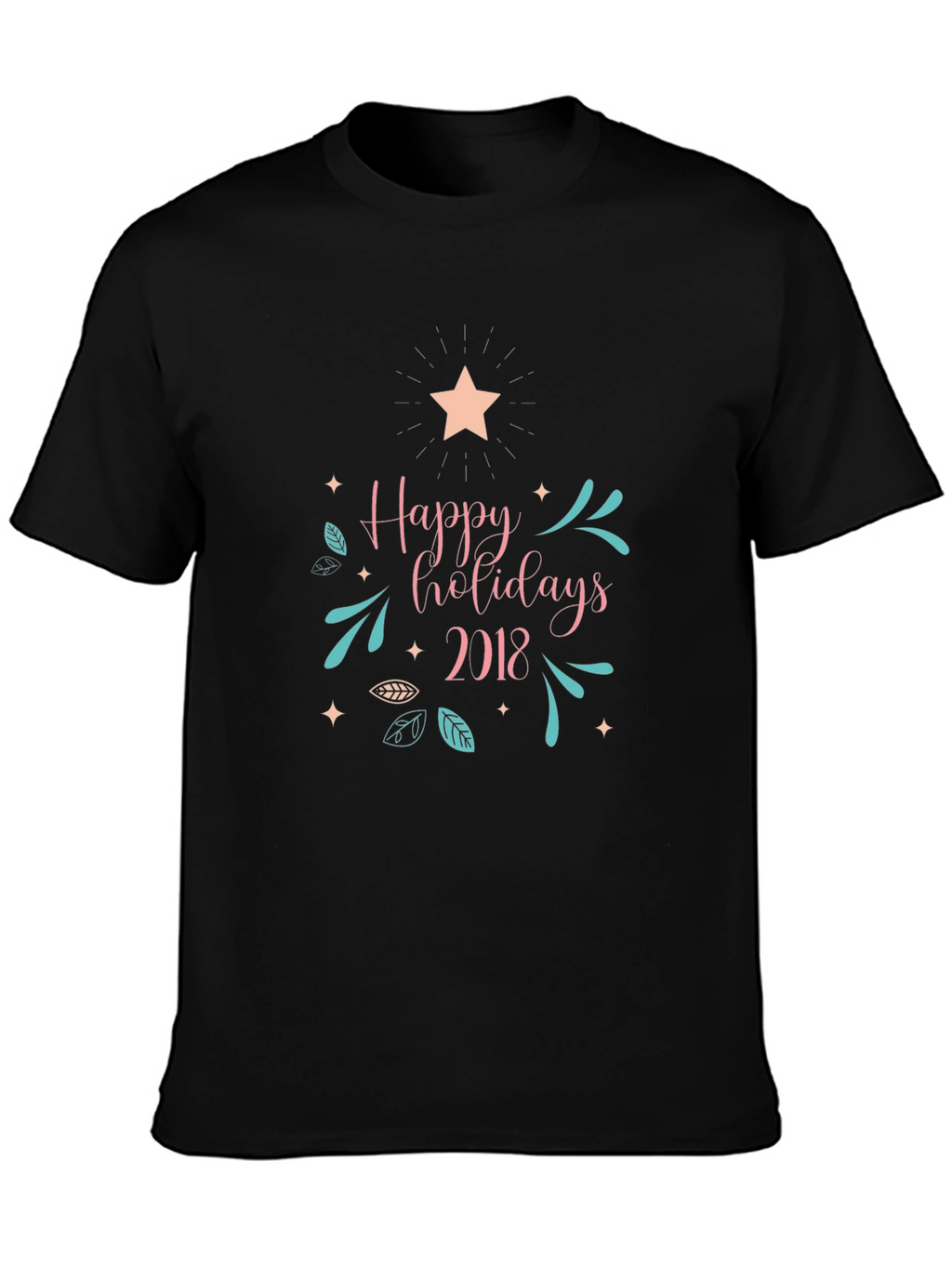 Festive Happy Holidays 2018 Black T-Shirt