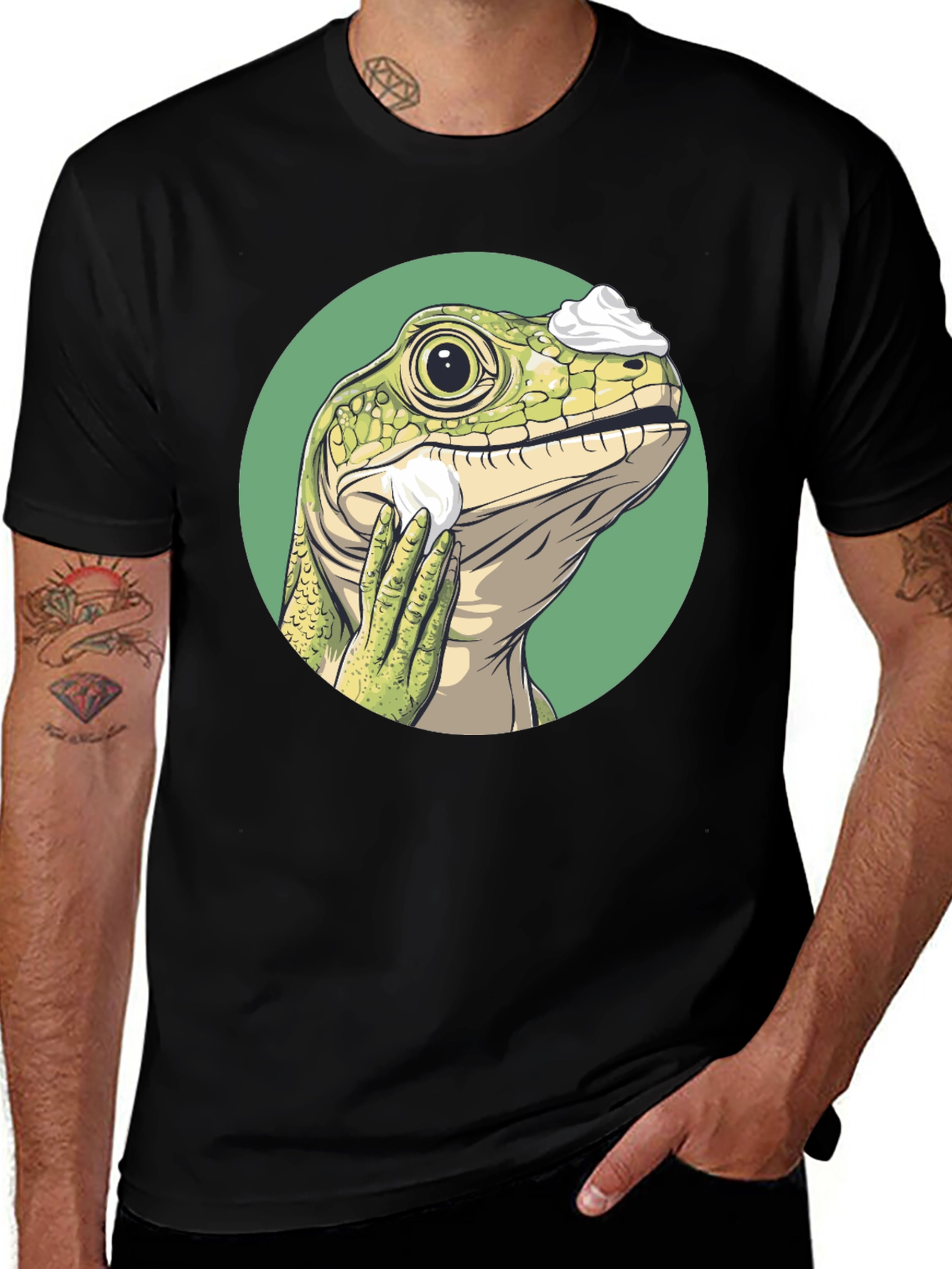 Shaving Lizard Graphic Tee - Funny Animal T-Shirt