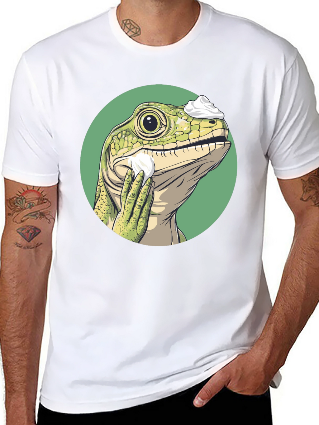 Shaving Lizard Graphic Tee - Funny Animal T-Shirt