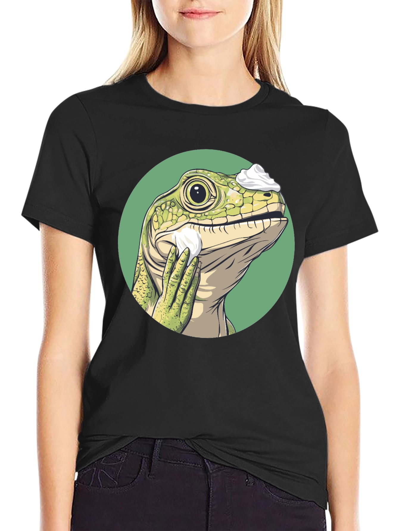 Shaving Lizard Graphic Tee - Funny Animal T-Shirt