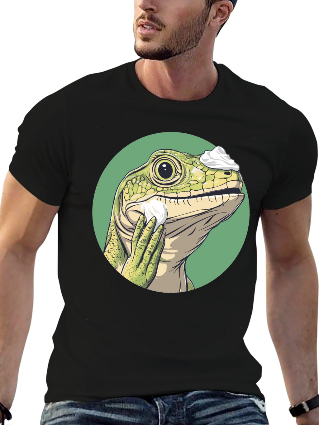 Shaving Lizard Graphic Tee - Funny Animal T-Shirt