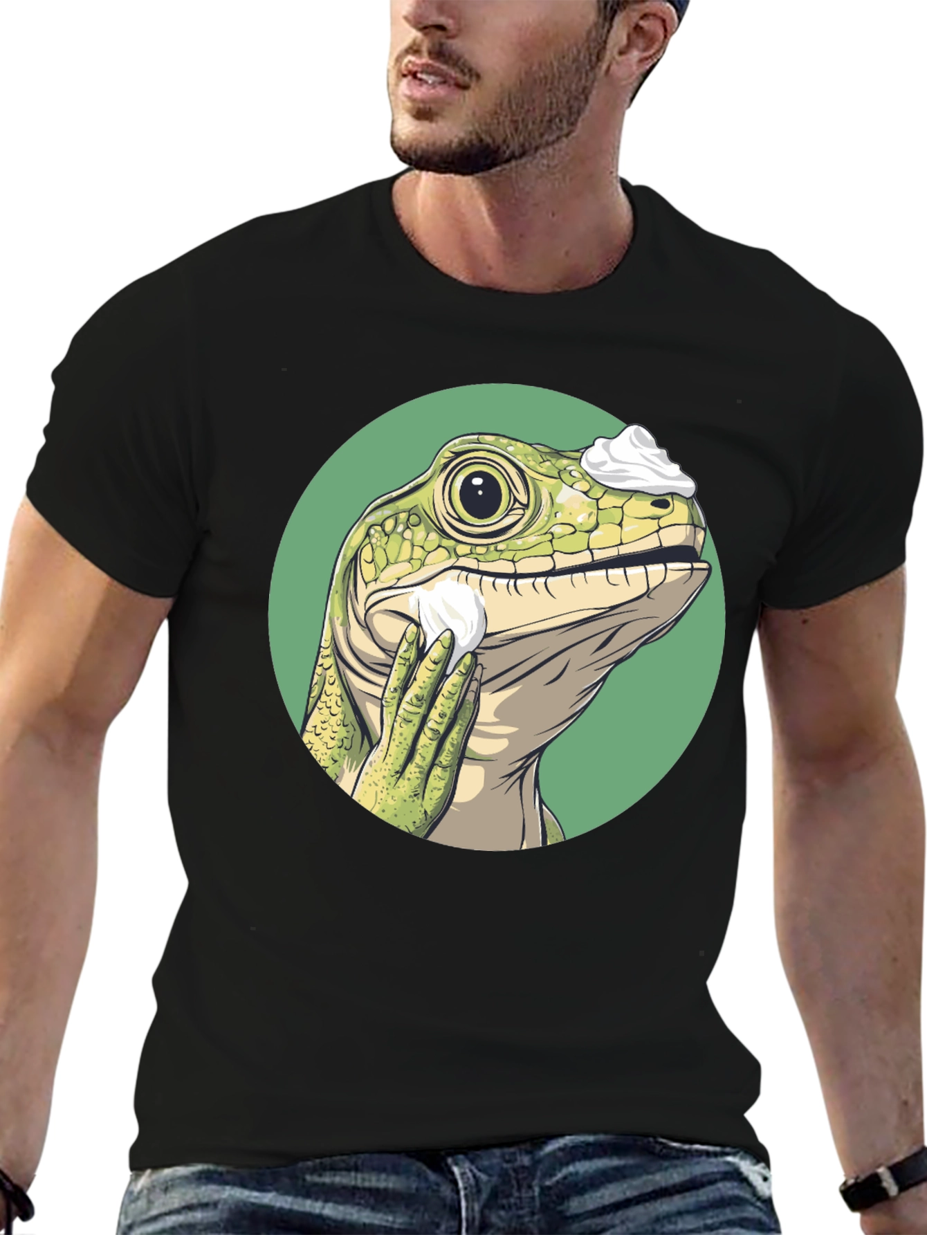 Shaving Lizard Graphic Tee - Funny Animal T-Shirt