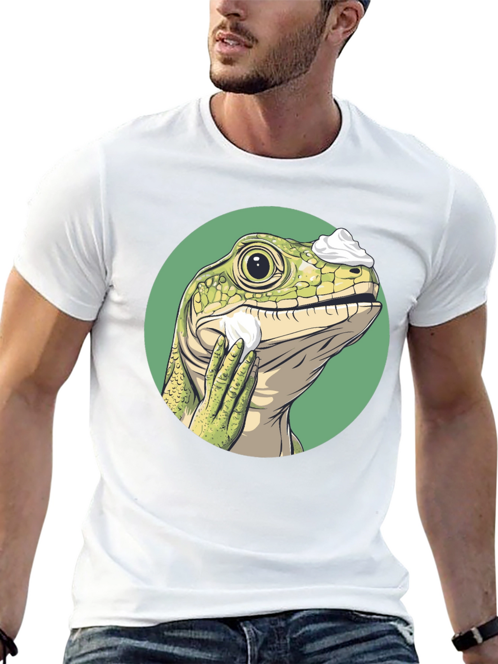 Shaving Lizard Graphic Tee - Funny Animal T-Shirt