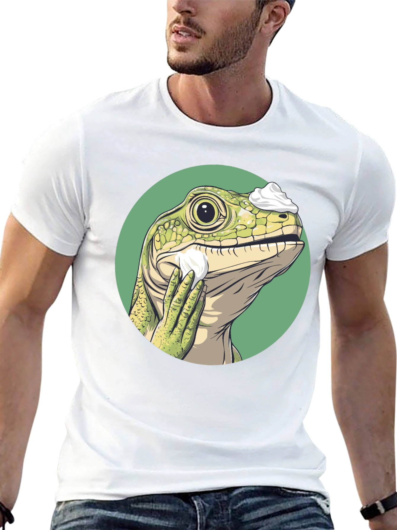 Shaving Lizard Graphic Tee - Funny Animal T-Shirt
