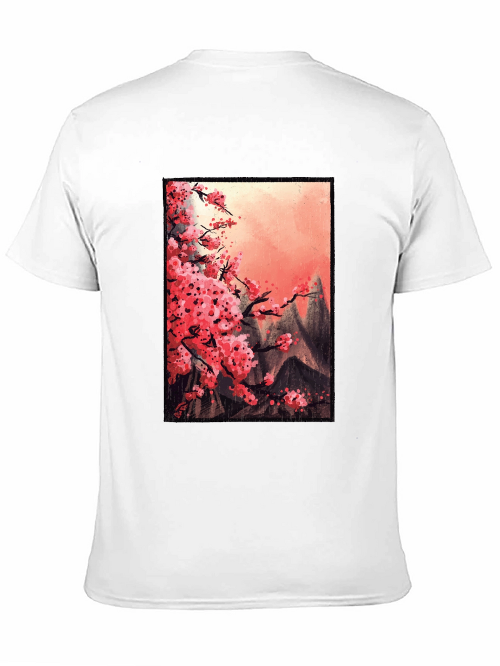 Cherry Blossom Mountain Scene Graphic Tee