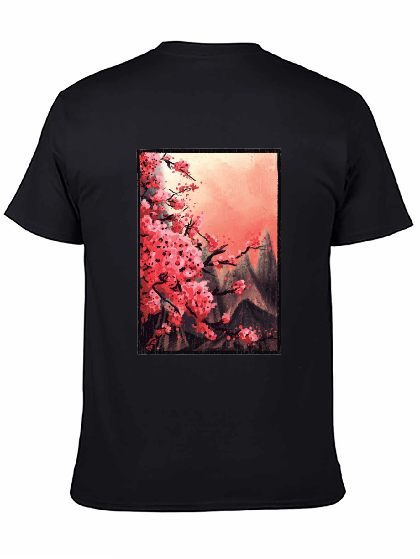 Cherry Blossom Mountain Scene Graphic Tee
