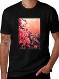 Cherry Blossom Mountain Scene Graphic Tee