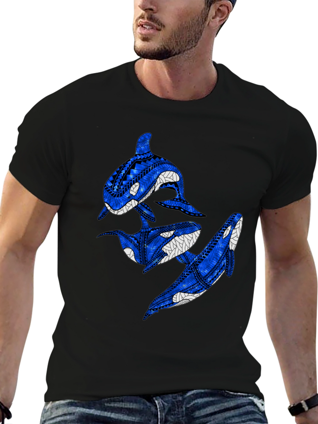 Tribal Orca Whale Graphic T-Shirt