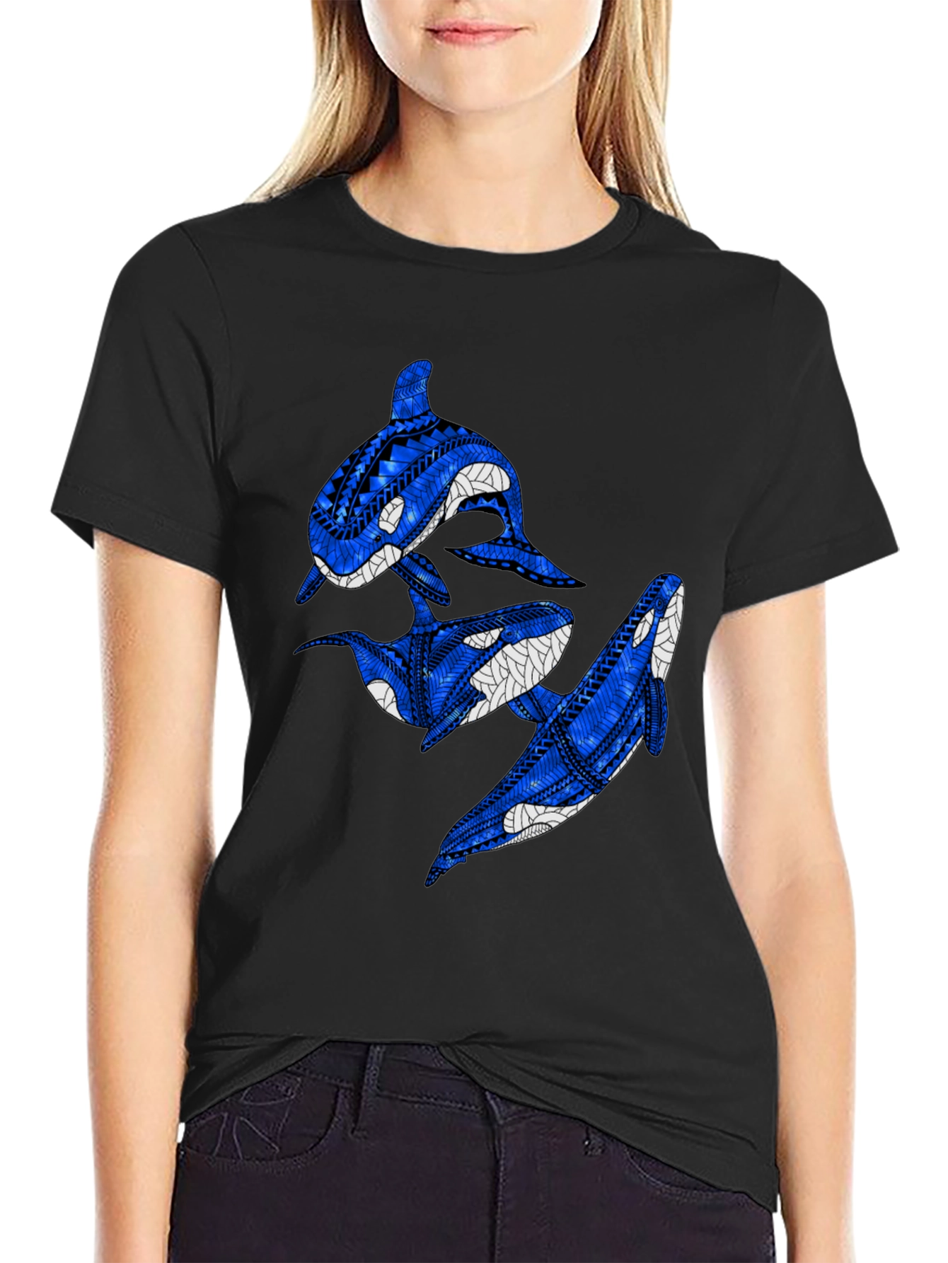 Tribal Orca Whale Graphic T-Shirt