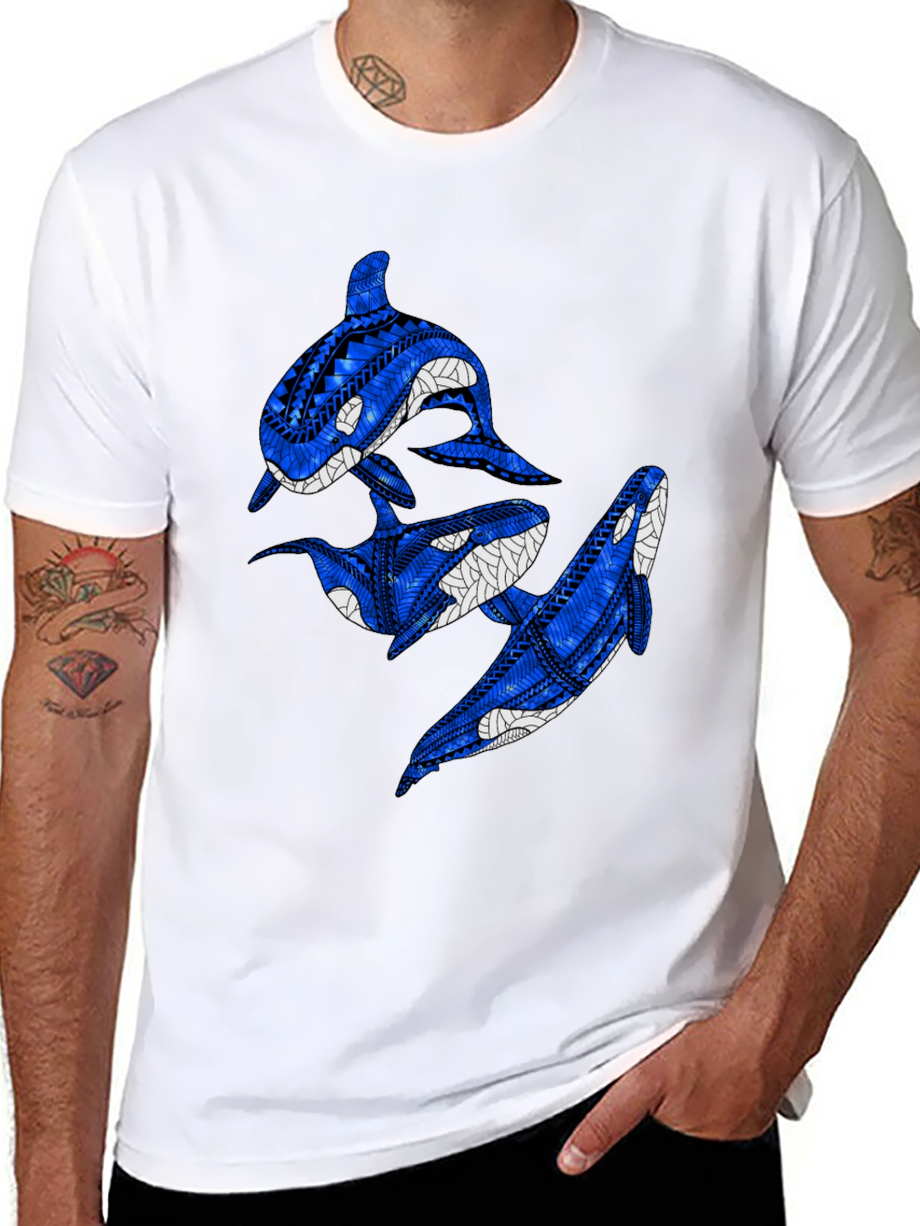 Tribal Orca Whale Graphic T-Shirt