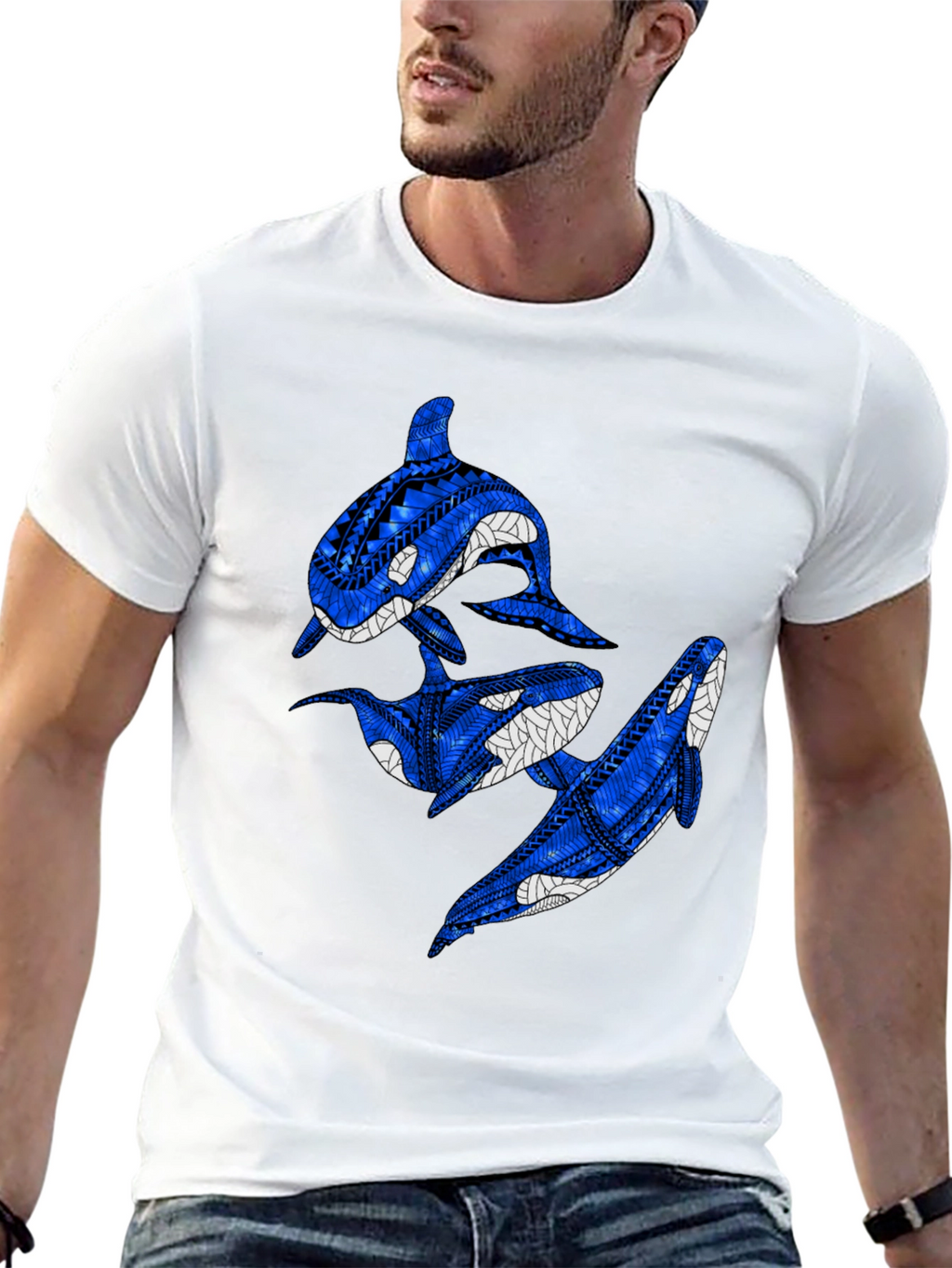 Tribal Orca Whale Graphic T-Shirt