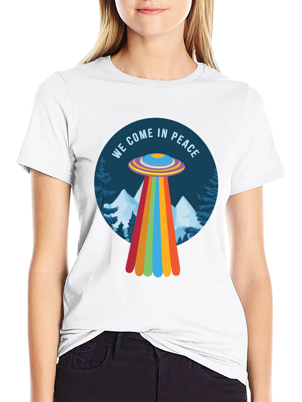 We Come In Peace UFO Graphic Tee