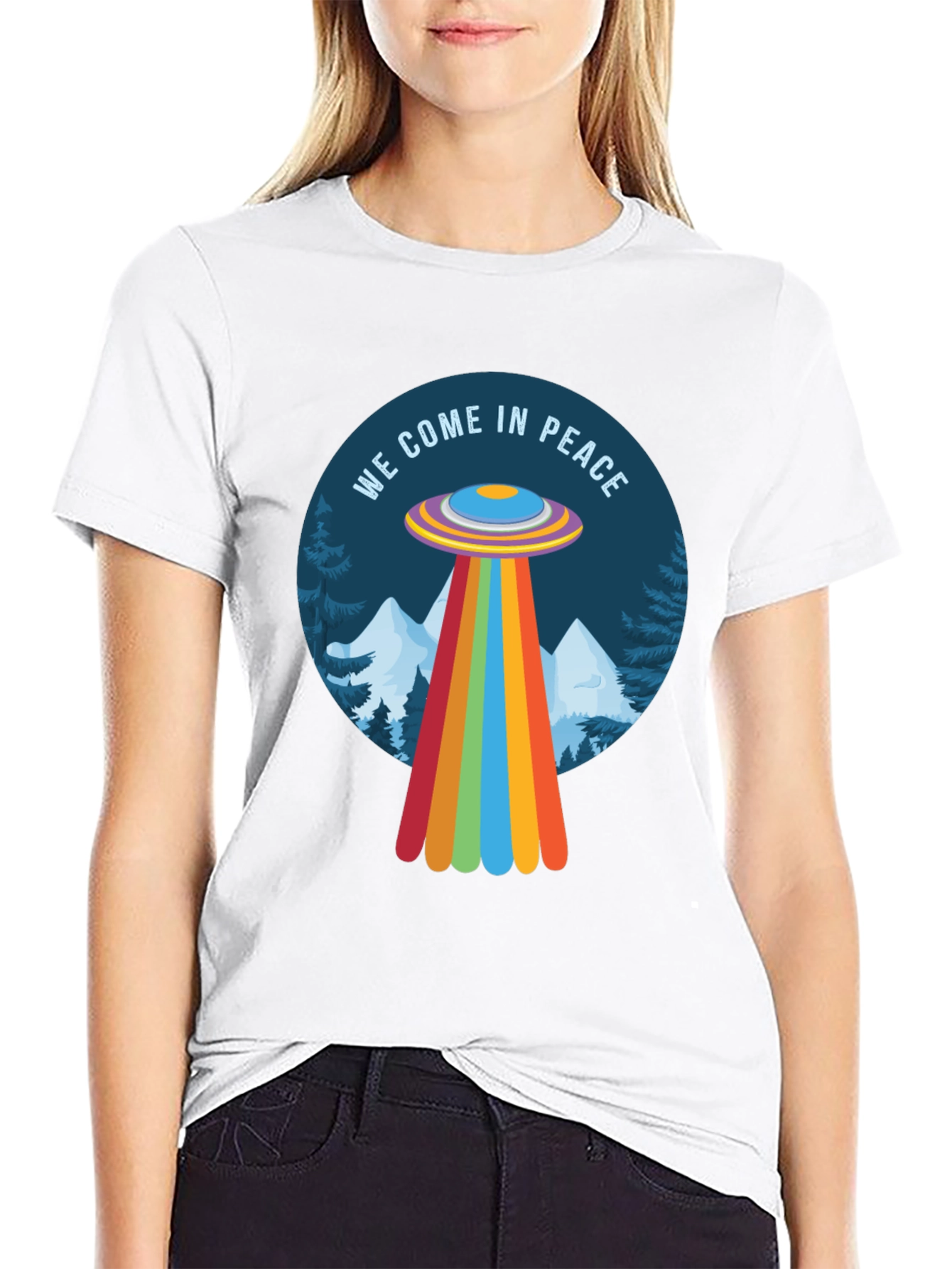 We Come In Peace UFO Graphic Tee