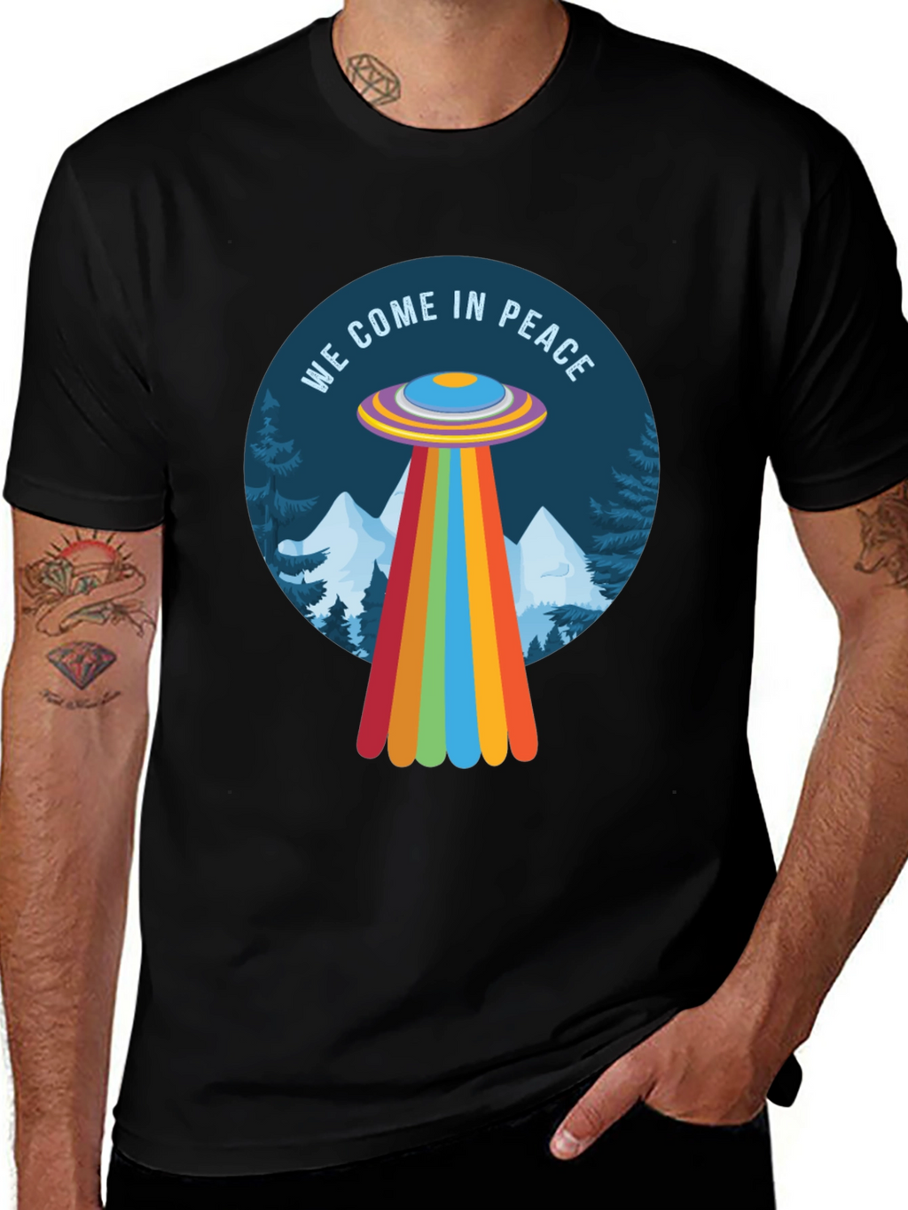 We Come In Peace UFO Graphic Tee