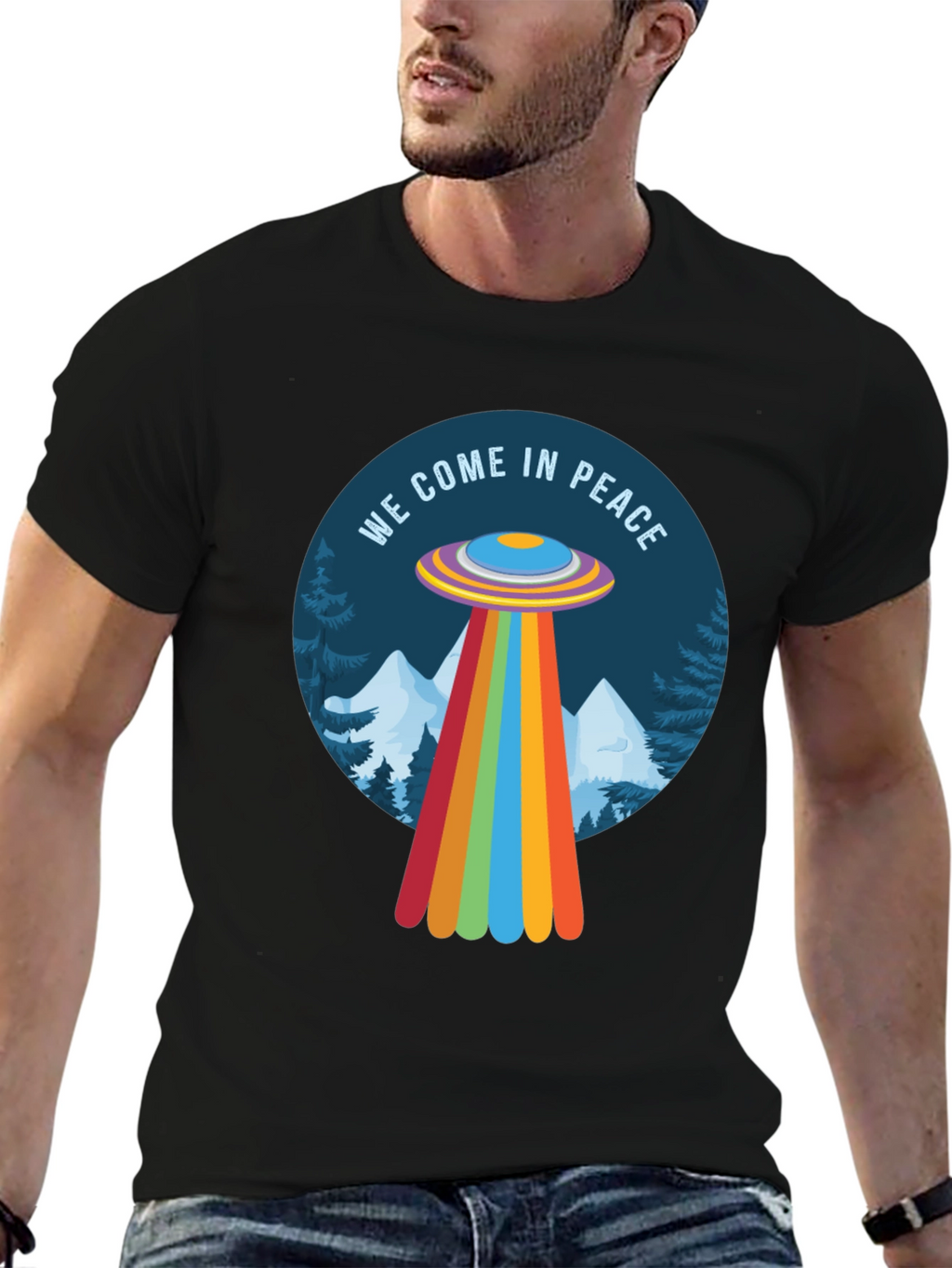 We Come In Peace UFO Graphic Tee
