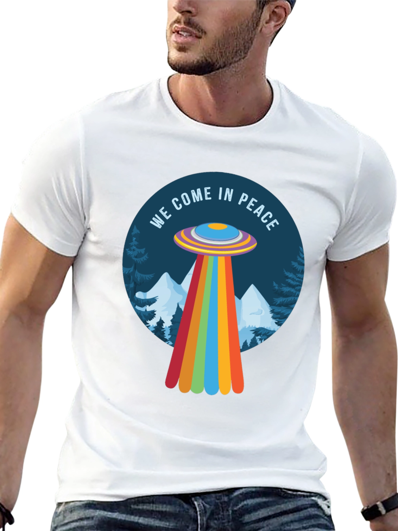 We Come In Peace UFO Graphic Tee