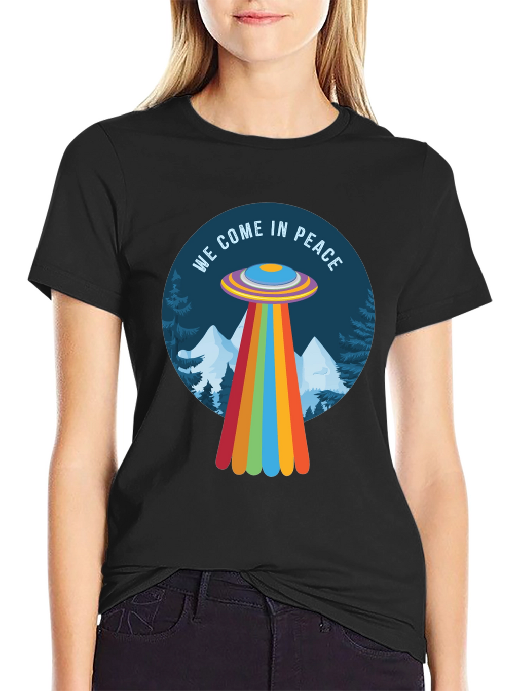 We Come In Peace UFO Graphic Tee