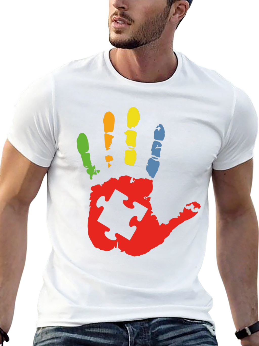 Autism Awareness Handprint Puzzle Piece T-Shirt