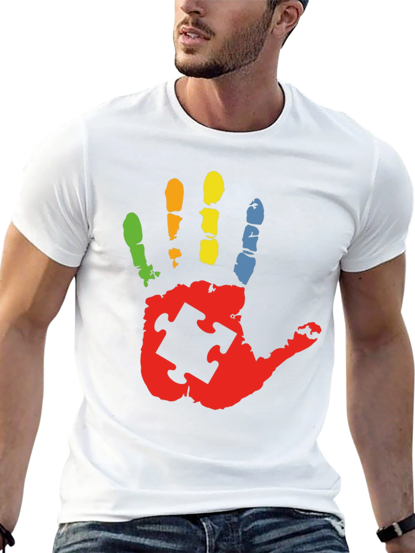 Autism Awareness Handprint Puzzle Piece T-Shirt