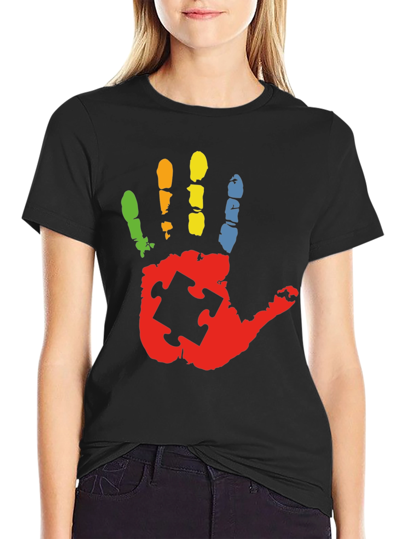 Autism Awareness Handprint Puzzle Piece T-Shirt