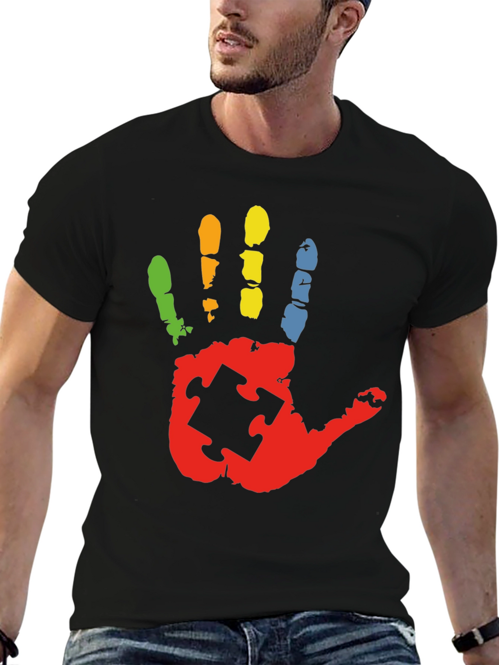 Autism Awareness Handprint Puzzle Piece T-Shirt