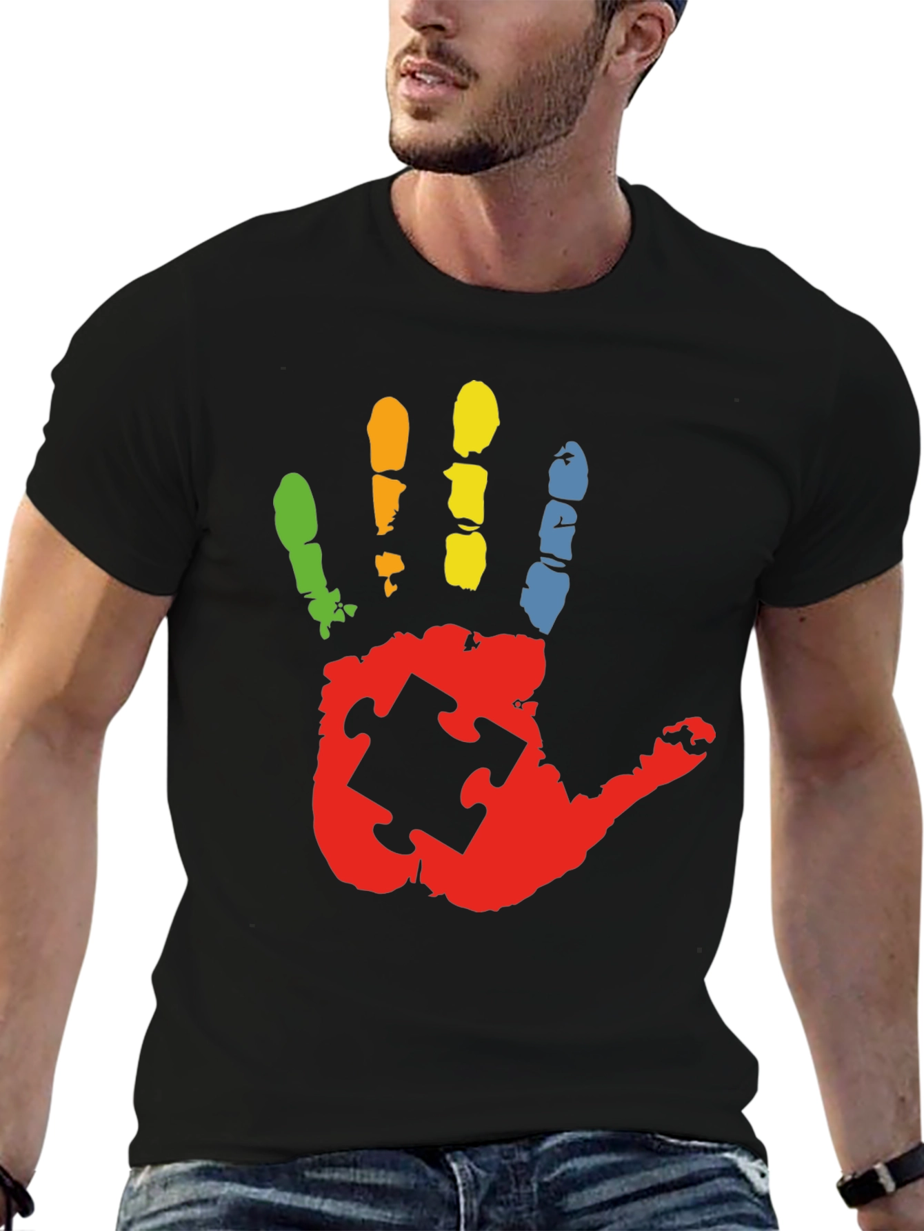 Autism Awareness Handprint Puzzle Piece T-Shirt