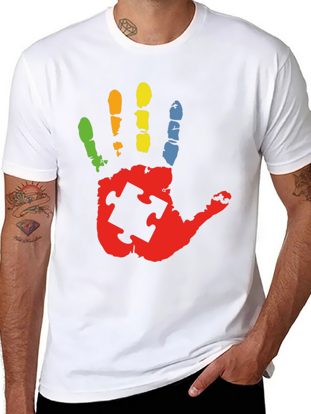 Autism Awareness Handprint Puzzle Piece T-Shirt