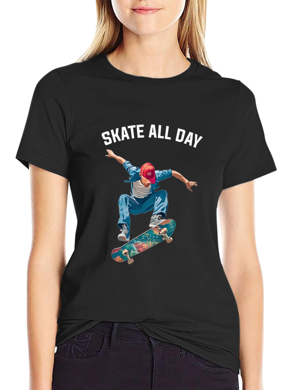 Skate All Day Graphic Tee - Black