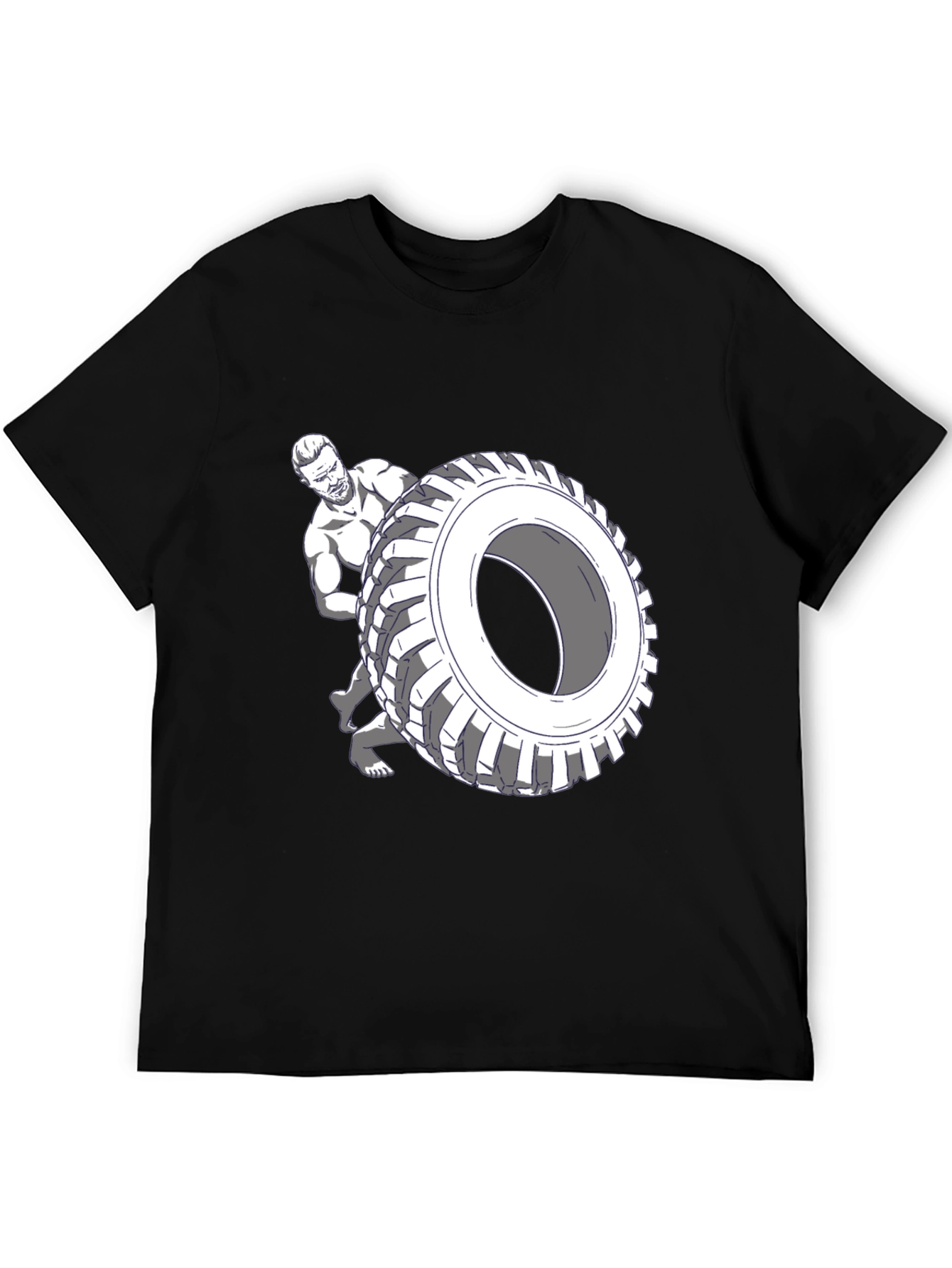 Black T-Shirt with Tire Flip Graphic