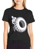 Black T-Shirt with Tire Flip Graphic