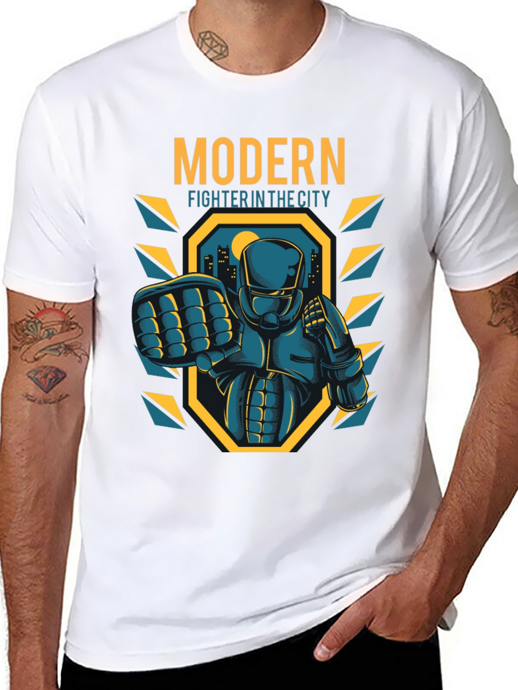Modern Fighter City T-Shirt - Cool Graphic Tee