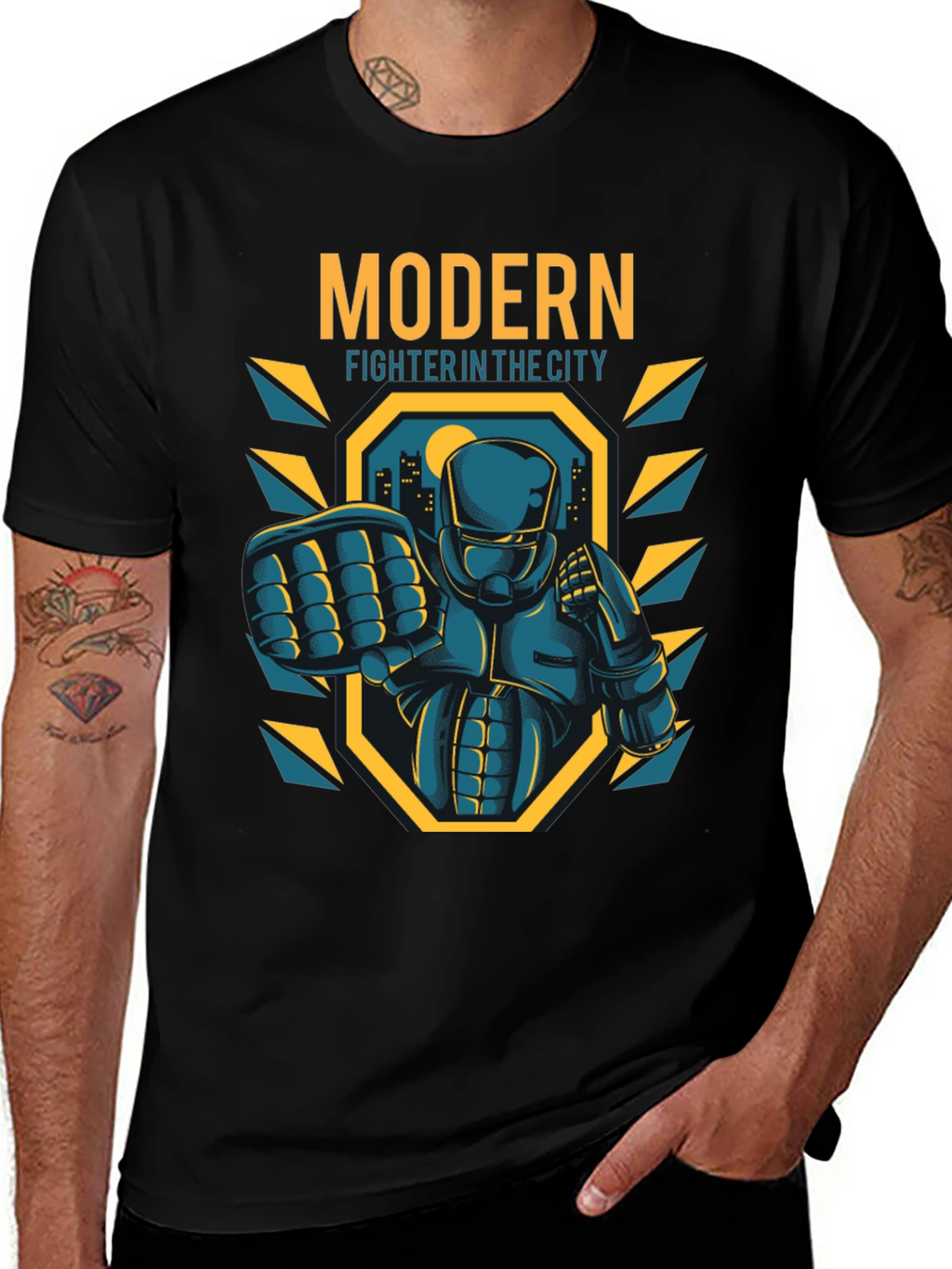 Modern Fighter City T-Shirt - Cool Graphic Tee