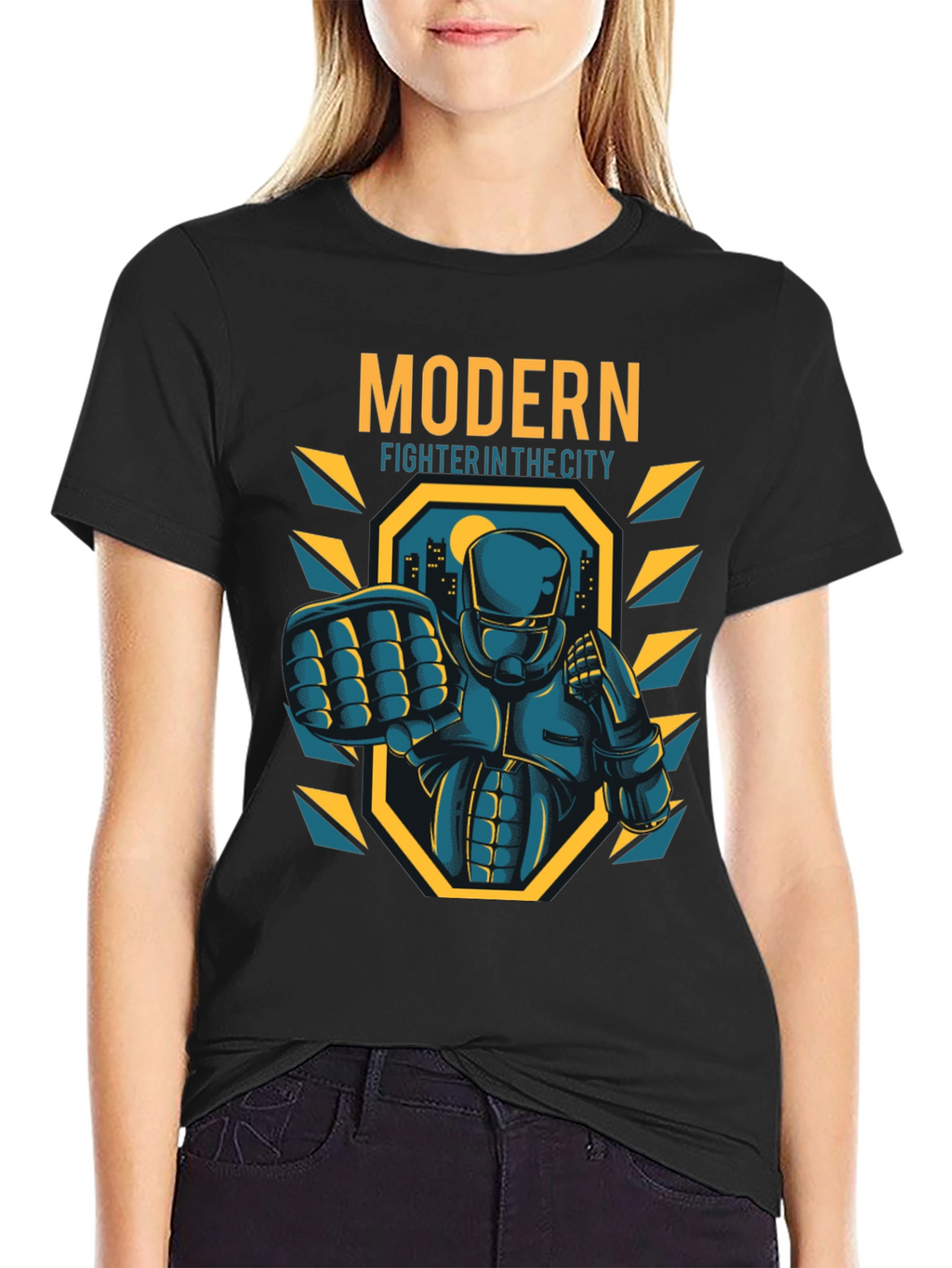 Modern Fighter City T-Shirt - Cool Graphic Tee