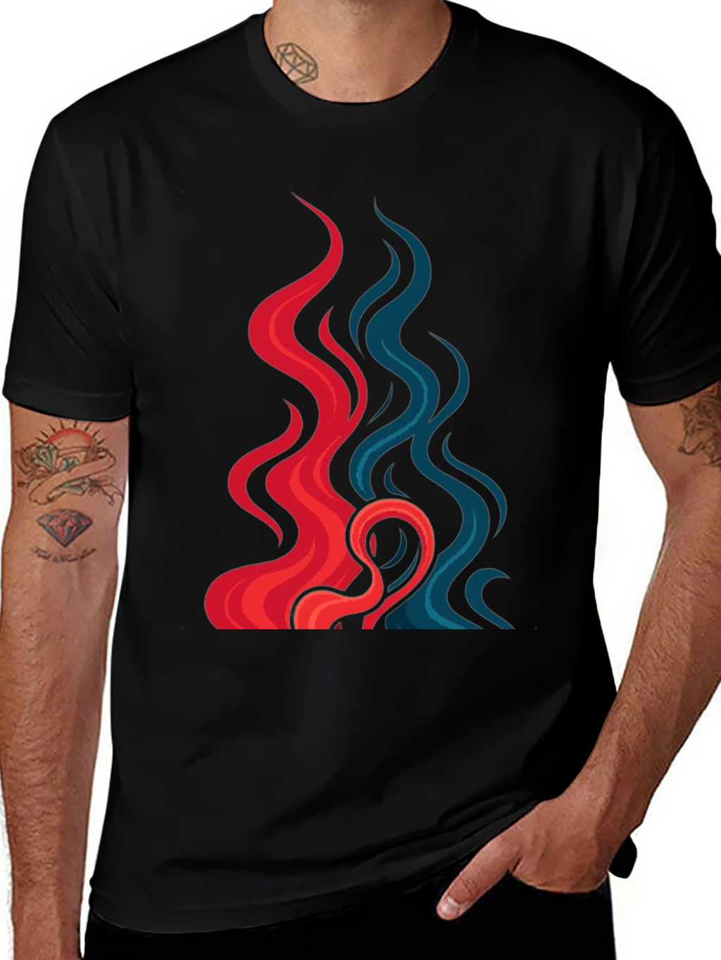 Fire and Ice Graphic Tee - Cool Design