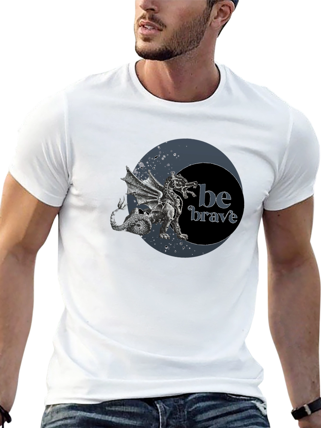 Dragon Be Brave Graphic Tee - Mens Black T-Shirt