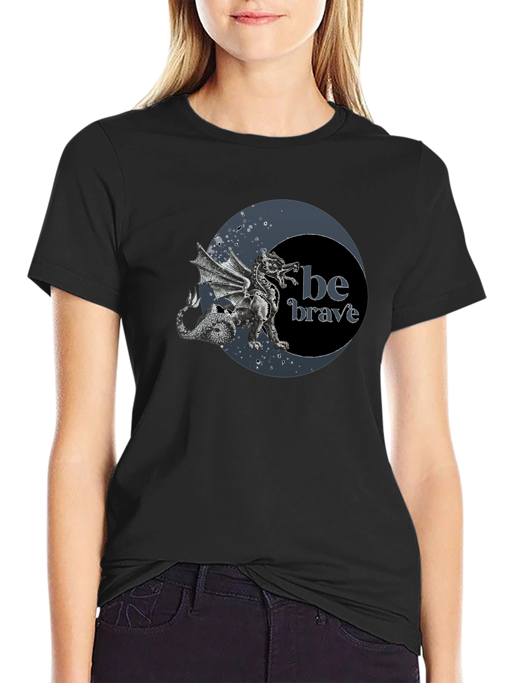 Dragon Be Brave Graphic Tee - Mens Black T-Shirt