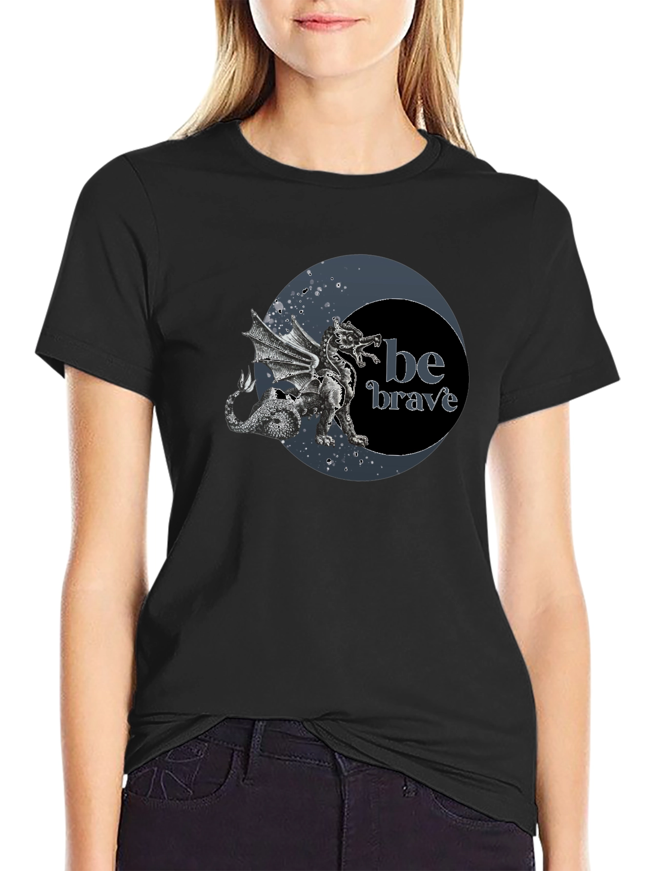 Dragon Be Brave Graphic Tee - Mens Black T-Shirt
