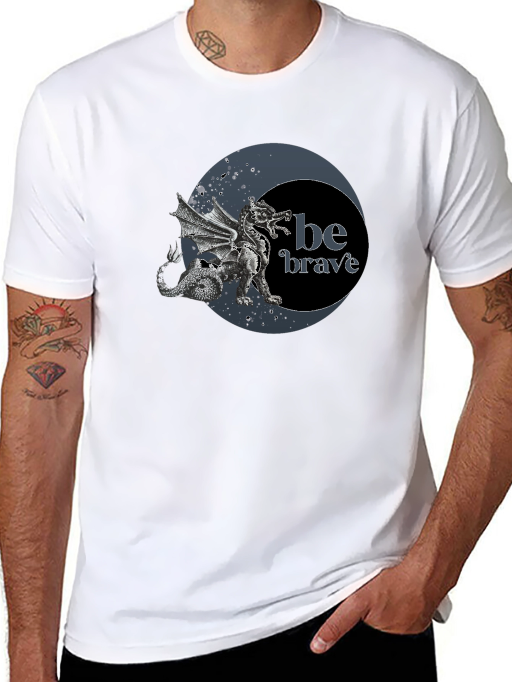 Dragon Be Brave Graphic Tee - Mens Black T-Shirt